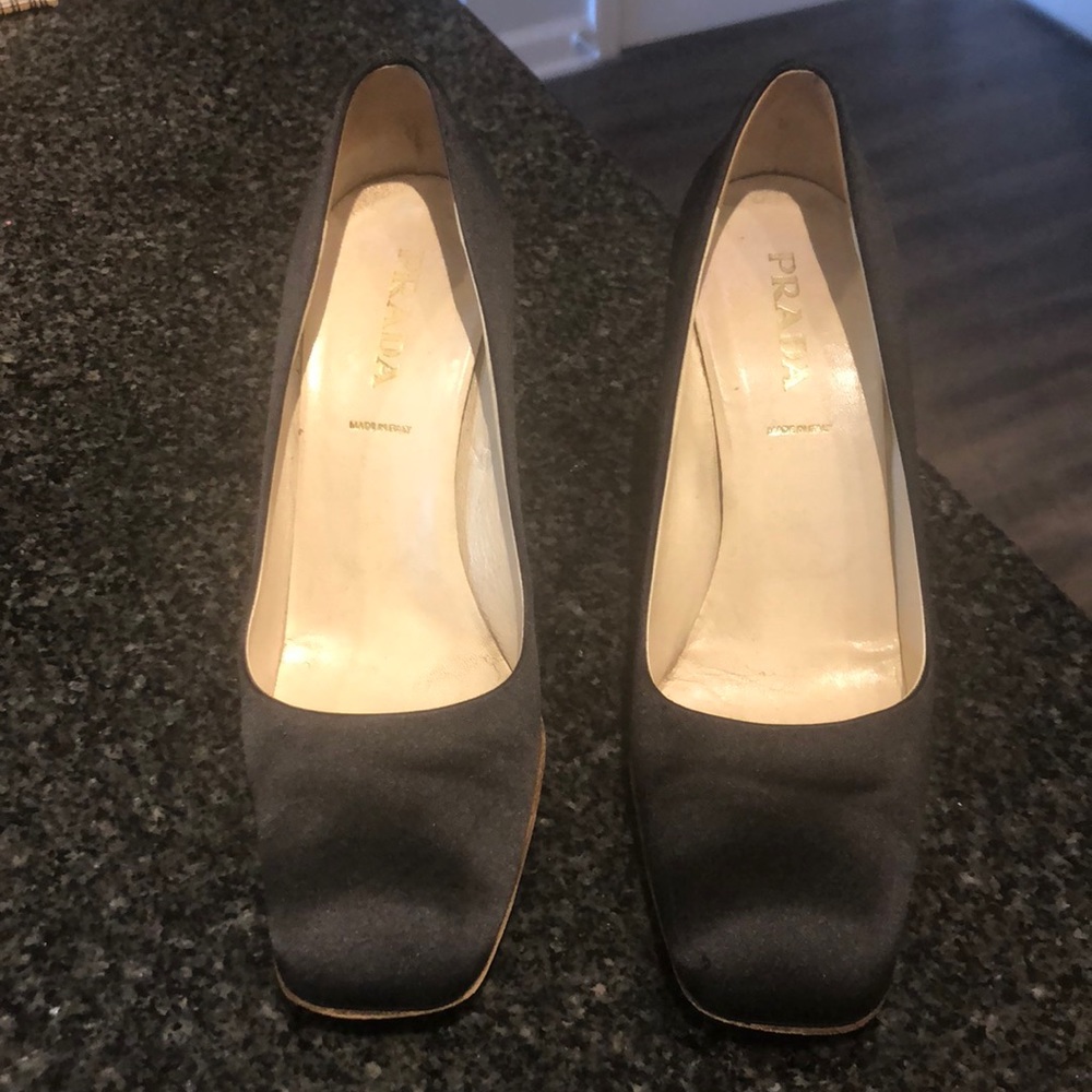 Prada Black satin heels